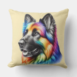 Rainbow German Shepherd Cozy Poem クッション