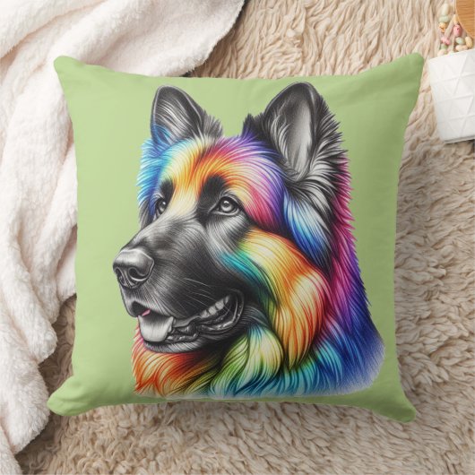 Rainbow German Shepherd Cozy Poem  クッション (ブランケット)