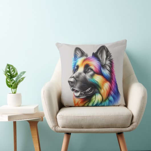 Rainbow German Shepherd Cozy Poem  クッション (椅子)