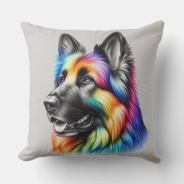 Rainbow German Shepherd Cozy Poem クッション