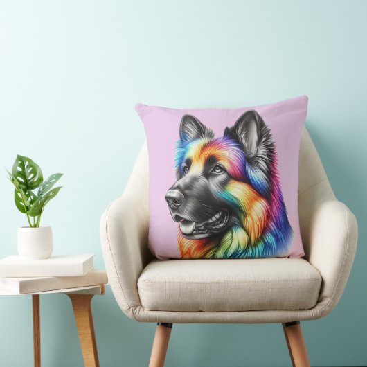 Rainbow German Shepherd Cozy Poem クッション (椅子)