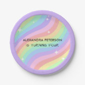 Rainbow Girl 4th Birthday ペーパープレート (正面)