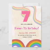 Rainbow Girl 7th Birthday Invitation 招待状 (正面)