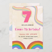 Rainbow Girl 7th Birthday Invitation 招待状 (正面/裏面)
