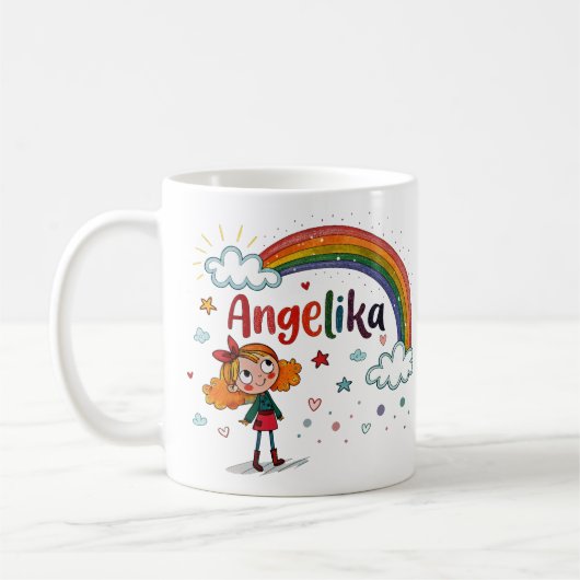 Rainbow Girl Angelika 2 コーヒーマグカップ (左)