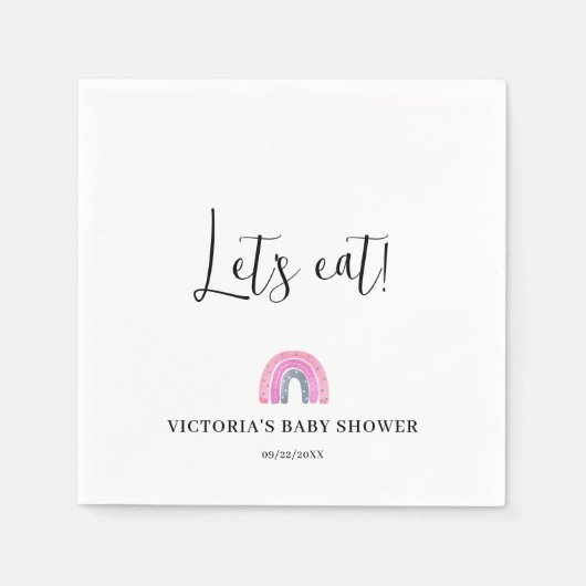  Rainbow Girl Baby Shower スタンダードカクテルナプキン (正面)