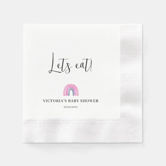  Rainbow Girl Baby Shower 縁ありカクテルナプキン (正面)