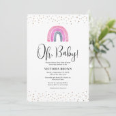 Rainbow Girl Baby Shower Invitation 招待状 (スタンド正面)