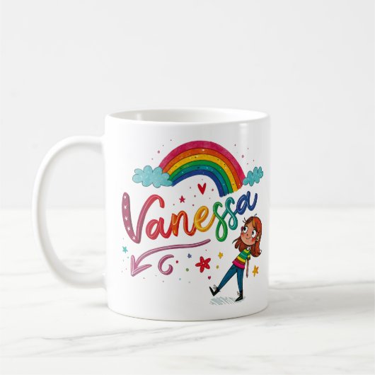 Rainbow Girl Vanessa 3 コーヒーマグカップ (左)