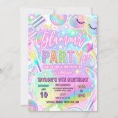 Rainbow Glamour Spa Makeup Party Pamper Birthday 招待状 (正面)