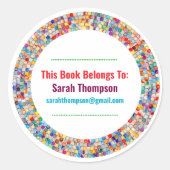 Rainbow Glass Mosaic Circle Frame Name ラウンドシール (正面)