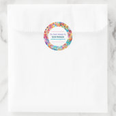 Rainbow Glass Mosaic Circle Frame Name ラウンドシール (バッグ)