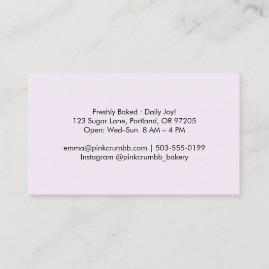 Rainbow Glitter Bread Logo Bakery 名刺 (裏面)