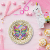 Rainbow Glitter Butterfly Elegant Lace Party ペーパープレート (パーティー)
