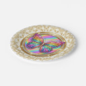 Rainbow Glitter Butterfly Elegant Lace Party ペーパープレート (アングル)