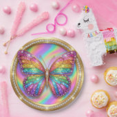 Rainbow Glitter Butterfly Party Paper Plates ペーパープレート (パーティー)