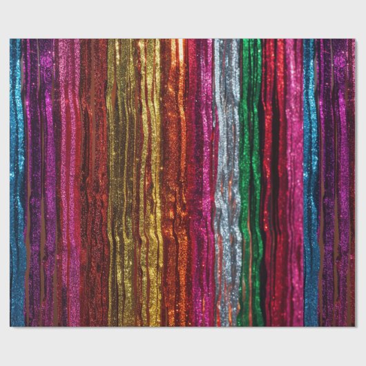 Rainbow Glitter Tinsel Strands PartyWrapping Paper ラッピングペーパー (フラット)