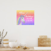 Rainbow Glitter Unicorn Girls Personalized ポスター (キッチン)