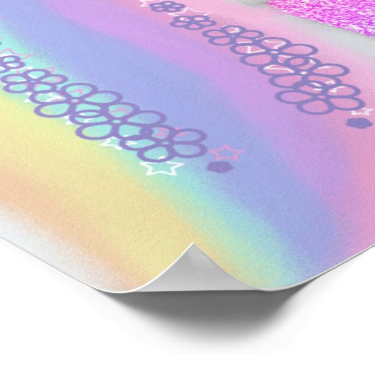 Rainbow Glitter Unicorn Girls Personalized ポスター (角)