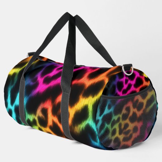 Rainbow Glow Leopard Print ダッフルバッグ (右コーナー)
