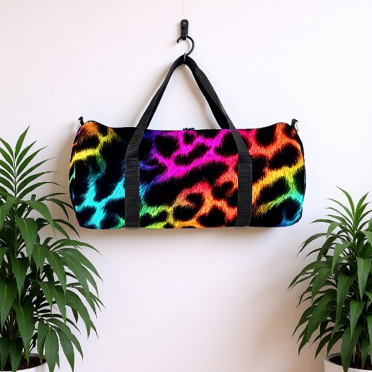 Rainbow Glow Leopard Print ダッフルバッグ