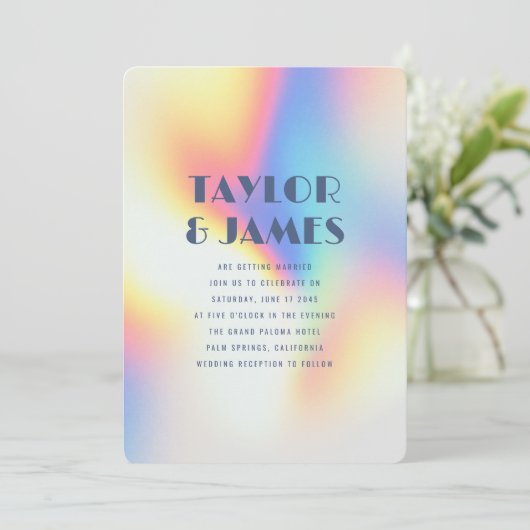 Rainbow Gradient QR Code Bold Modern Wedding 招待状 (スタンド正面)