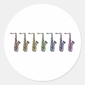 Rainbow Gradient Tenor Saxophone Musical Pop Art ラウンドシール (正面)