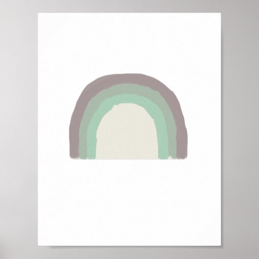 Rainbow Green Ombre Painting Nursery Art ポスター (正面)