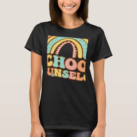 Rainbow Groovy School Counselor Guidance Teacher S Tシャツ (正面)