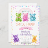 Rainbow Gummy Bear candy Invitation 招待状 (正面/裏面)