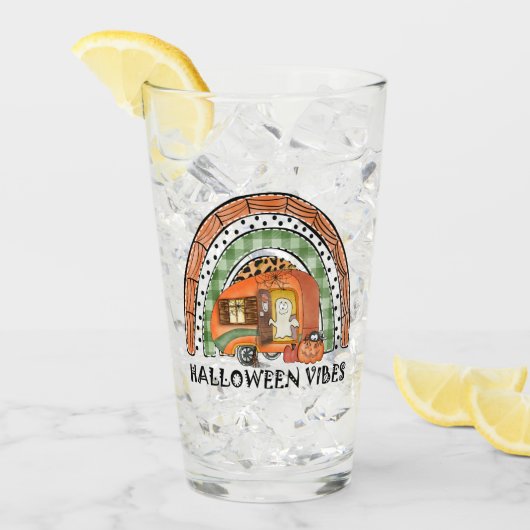 Rainbow Halloween Vibes Camper/ Trailer タンブラーグラス (アイス正面)