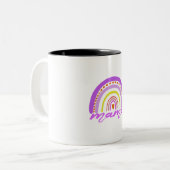 Rainbow Heart Boho Doodle Mama Mug ツートーンマグカップ (正面左)