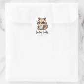 Rainbow Heart Happy Kawaii Raccoon Sending Smiles ラウンドシール (バッグ)