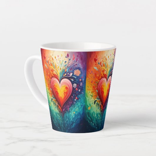 Rainbow heart Latte Mug カフェラテマグ (左アングル)