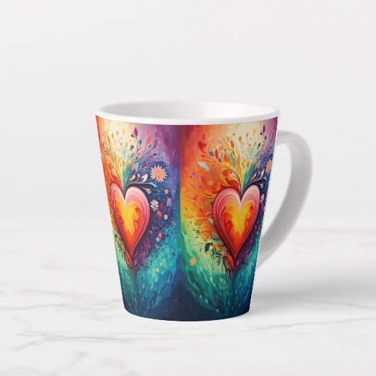 Rainbow heart Latte Mug カフェラテマグ (右アングル)