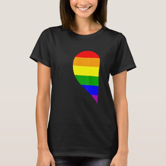 Rainbow Heart Lgbt Matching Gay Couple Valentine's Tシャツ (正面)