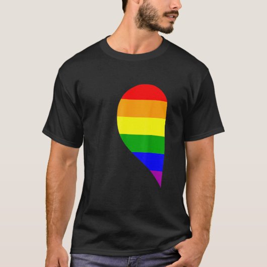 Rainbow Heart Lgbt Matching Gay Couple Valentine's Tシャツ (正面)