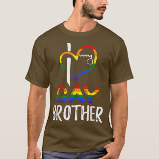 Rainbow Heart Love Gay Brother LGBTQ LGBT Pride Mo Tシャツ