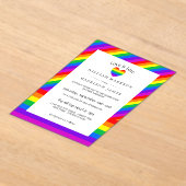 Rainbow Heart Love is Love Wedding アクリル招待状 (レイダウン)