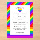 Rainbow Heart Love is Love Wedding アクリル招待状 (正面)