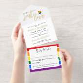 Rainbow Heart Nothing Fancy Just Love LGBTQ オールインワン招待状 (切り取り部)