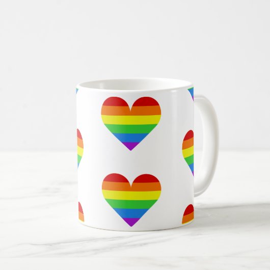 Rainbow Heart Pattern Mug コーヒーマグカップ (正面右)