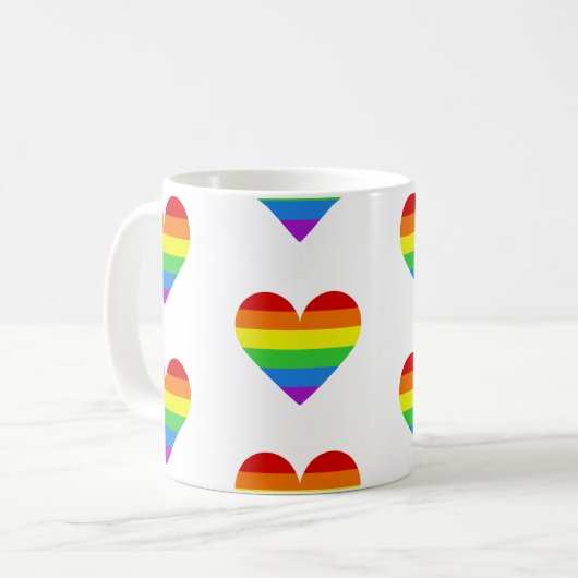Rainbow Heart Pattern Mug コーヒーマグカップ (正面左)