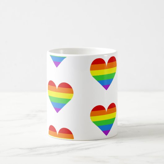 Rainbow Heart Pattern Mug コーヒーマグカップ (中央)