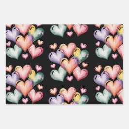 Rainbow heart Valentine wrapping paper ラッピングペーパーシート