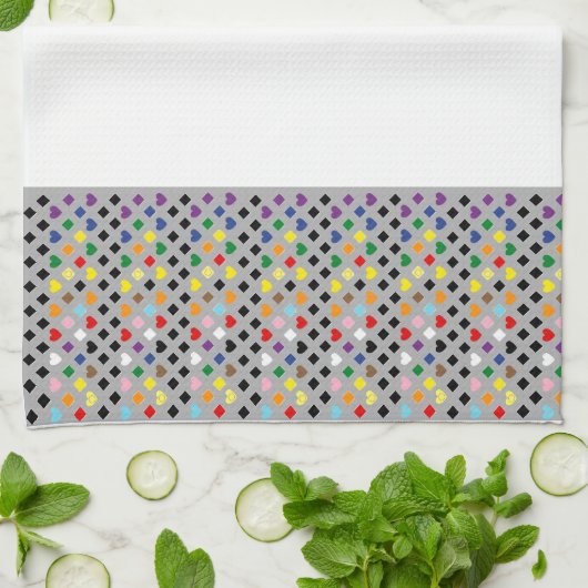 Rainbow Hearts キッチンタオル (折り畳み)