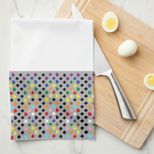 Rainbow Hearts キッチンタオル (四つ折り)