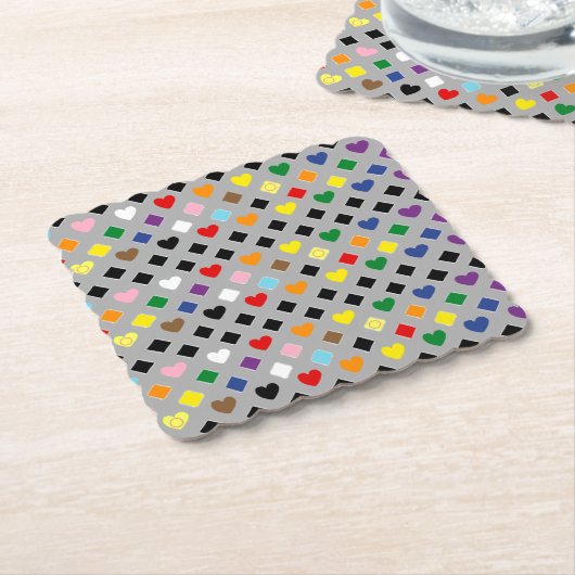 Rainbow Hearts ペーパーコースター (アングル)