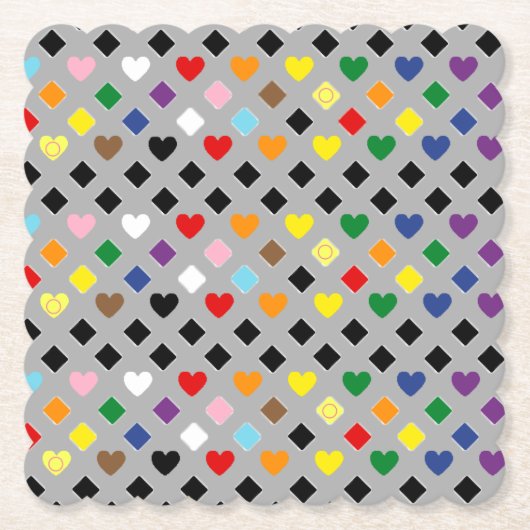 Rainbow Hearts ペーパーコースター (正面)