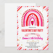 Rainbow Hearts Valentine party invitation 招待状 (正面/裏面)